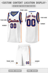Custom White Royal-Orange Sleeve Color Blocking Classic Sets Sports Uniform Basketball Jersey