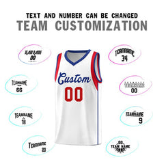 Custom White Royal-Red Sleeve Color Blocking Classic Sets Sports Uniform Basketball Jersey