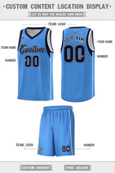 Custom Powder Blue Navy-White Sleeve Color Blocking Classic Sets Sports Uniform Basketball Jersey
