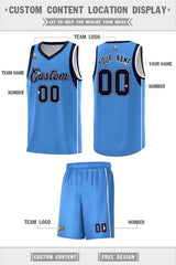 Custom Powder Blue Navy-White Sleeve Color Blocking Classic Sets Sports Uniform Basketball Jersey