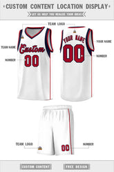 Custom White Navy-Red Sleeve Color Blocking Classic Sets Sports Uniform Basketball Jersey