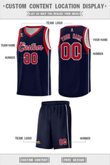 Custom Navy Red-White Sleeve Color Blocking Classic Sets Sports Uniform Basketball Jersey