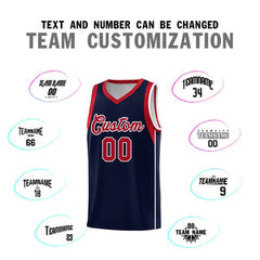 Custom Navy Red-White Sleeve Color Blocking Classic Sets Sports Uniform Basketball Jersey