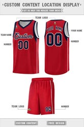 Custom Red Navy-White Sleeve Color Blocking Classic Sets Sports Uniform Basketball Jersey