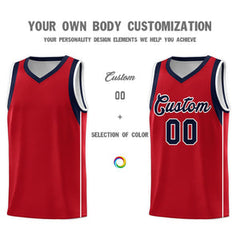 Custom Red Navy-White Sleeve Color Blocking Classic Sets Sports Uniform Basketball Jersey