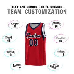 Custom Red Navy-White Sleeve Color Blocking Classic Sets Sports Uniform Basketball Jersey
