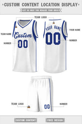 Custom White Royal Sleeve Color Blocking Classic Sets Sports Uniform Basketball Jersey
