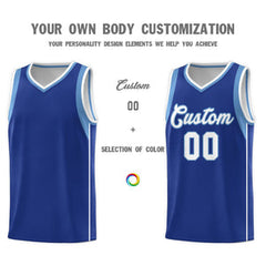 Custom Royal Light Blue-White Sleeve Color Blocking Classic Sets Sports Uniform Basketball Jersey