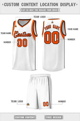Custom White Orange-Black Sleeve Color Blocking Classic Sets Sports Uniform Basketball Jersey