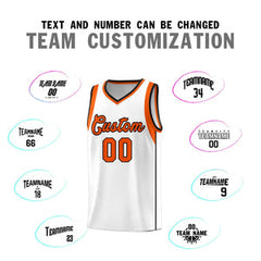 Custom White Orange-Black Sleeve Color Blocking Classic Sets Sports Uniform Basketball Jersey