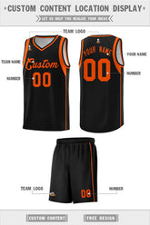 Custom Black Orange Sleeve Color Blocking Classic Sets Sports Uniform Basketball Jersey