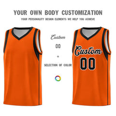 Custom Orange Black-White Sleeve Color Blocking Classic Sets Sports Uniform Basketball Jersey