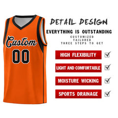 Custom Orange Black-White Sleeve Color Blocking Classic Sets Sports Uniform Basketball Jersey