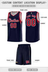 Custom Navy Red-Gray Sleeve Color Blocking Classic Sets Sports Uniform Basketball Jersey