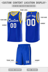 Custom Royal White-Gold Sleeve Color Blocking Classic Sets Sports Uniform Basketball Jersey