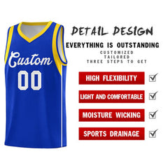 Custom Royal White-Gold Sleeve Color Blocking Classic Sets Sports Uniform Basketball Jersey