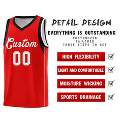 Custom Red White Sleeve Color Blocking Classic Sets Sports Uniform Basketball Jersey
