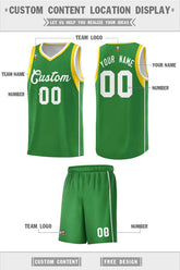 Custom Kelly Green White-Gold Sleeve Color Blocking Classic Sets Sports Uniform Basketball Jersey