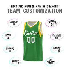 Custom Kelly Green White-Gold Sleeve Color Blocking Classic Sets Sports Uniform Basketball Jersey