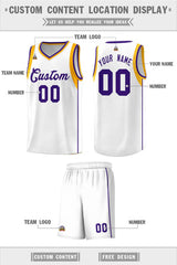 Custom White Purple-Aqua Sleeve Color Blocking Classic Sets Sports Uniform Basketball Jersey