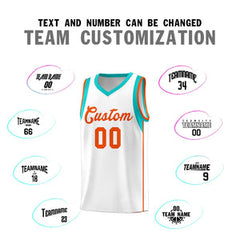 Custom White Orange Sleeve Color Blocking Classic Sets Sports Uniform Basketball Jersey
