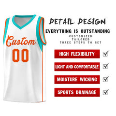 Custom White Orange Sleeve Color Blocking Classic Sets Sports Uniform Basketball Jersey
