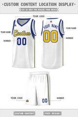 Custom White Royal-Gold Sleeve Color Blocking Classic Sets Sports Uniform Basketball Jersey