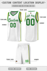 Custom White Kelly Green Sleeve Color Blocking Classic Sets Sports Uniform Basketball Jersey