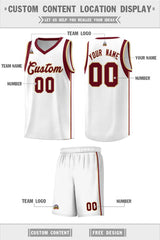 Custom White Crimson-Khaki Sleeve Color Blocking Classic Sets Sports Uniform Basketball Jersey
