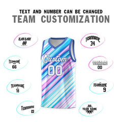 Custom Light Blue White-Purple Pattern Tie Dye Sports Uniform Basketball Jersey