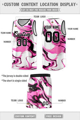 Custom Black White-Pink Pattern Tie Dye Sports Uniform Basketball Jersey