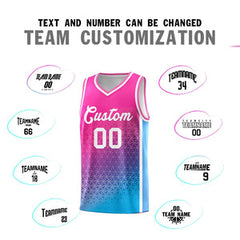 Custom Pink Powder Blue Gradient Design Irregular Shapes Pattern Sports Uniform Basketball Jersey
