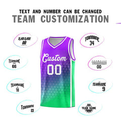 Custom Purple Fluorescent Green Gradient Design Irregular Shapes Pattern Sports Uniform Basketball Jersey