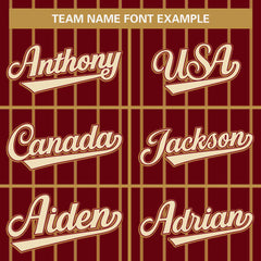 Custom Crimson Old Gold Stripe Fashion Design Full Button Authentic Baseball Jersey