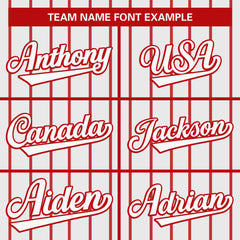 Custom White Red Stripe Fashion Design Full Button Authentic Baseball Jersey