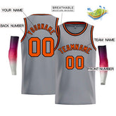 Custom Gray Black-Orange Classic Tops Men Casual Bull Basketball Jersey