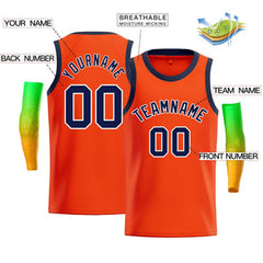 Custom Orange White-Navy Classic Tops Men Casual Bull Basketball Jersey
