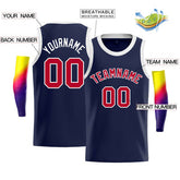 Custom Navy White-Red Classic Tops Men Casual Bull Basketball Jersey