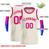 Custom Cream Pink Classic Tops Casual Basketball Jersey