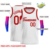 Custom White Red Classic Tops Men Casual Basketball Jersey