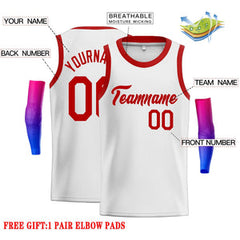 Custom White Red Classic Tops Men Casual Basketball Jersey