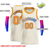 Custom Cream Orange-Black Classic Tops Casual Basketball Jersey