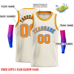 Custom Cream Orange-Black Classic Tops Casual Basketball Jersey