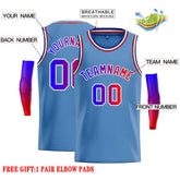 Custom Light Blue Royal-White Classic Tops Casual Basketball Jersey