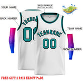 Custom White Teal-Black Classic Tops Men Casual Basketball Jersey