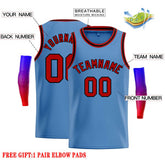 Custom Light Blue Red-Black Classic Tops Casual Basketball Jersey