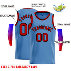 Custom Light Blue Red-Black Classic Tops Casual Basketball Jersey