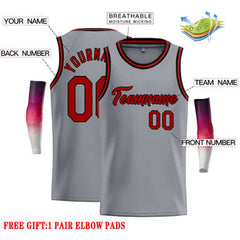 Custom Dark Gray Red-Black Classic Tops Casual Basketball Jersey