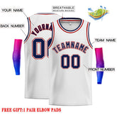 Custom White Navy-Red Classic Tops Men Casual Basketball Jersey