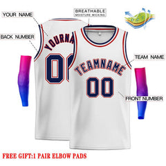 Custom White Navy-Red Classic Tops Men Casual Basketball Jersey